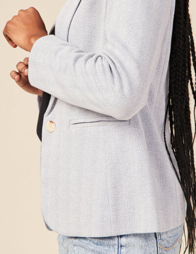 Veste blazer droite bleu gris femme