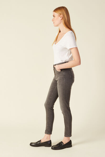 Jeans ultra stretch denim gris femme