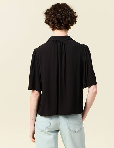 Chemise manches courtes noir femme