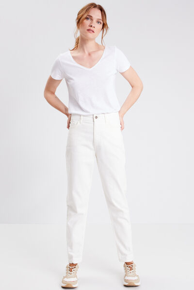 Jeans Gwen - mom denim blanc femme