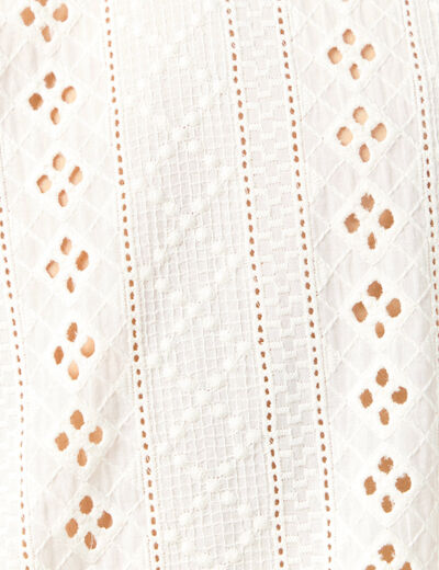 Chemise manches courtes brodée ecru homme