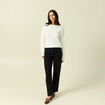 Pull col rond manches longues ecru femme