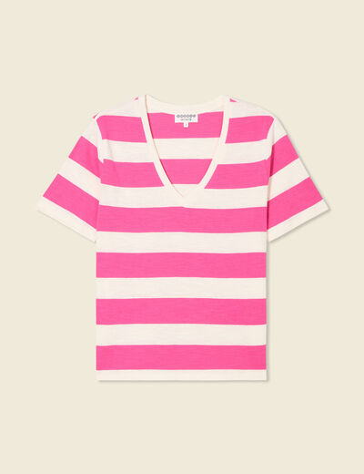 T-shirt manches courtes rose framboise femme