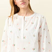 Blouse manches 3/4 brodée blanc femme