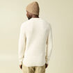 Pull col rond manches longues en coton ecru homme