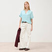 Chemise manches 3/4 bleu clair femme