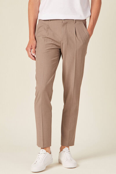 Pantalon chino 7/8ème beige homme