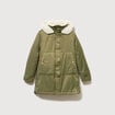 Parka droite &agrave; capuche vert kaki femme
