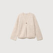 Gilet droit manches longues creme femme