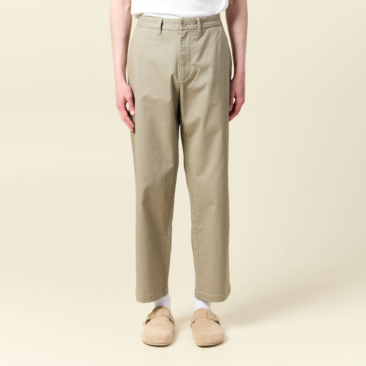 Chino coupe straight vert kaki homme