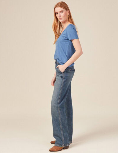 T-shirt manches courtes bleu femme