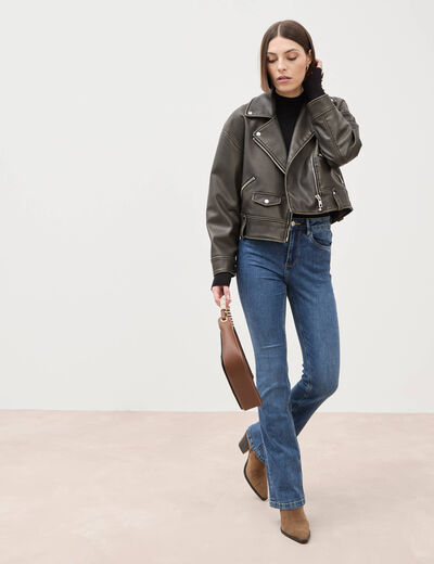 Jeans bootcut taille haute denim stone femme