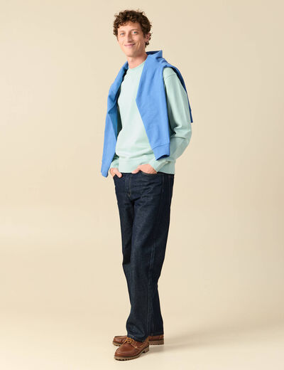 Sweat manches longues en coton bleu gris homme