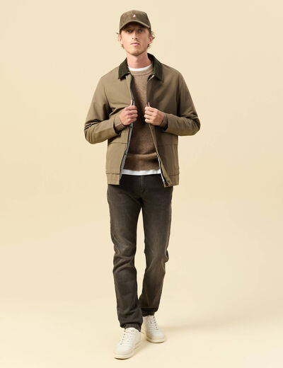 Jeans straight longueur 34 denim marron fonc&eacute; homme