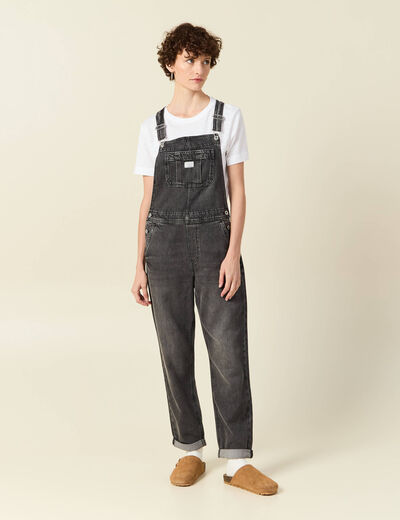 Salopette en jean denim gris femme