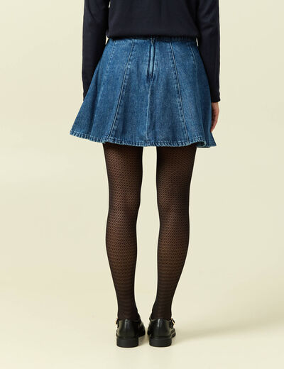 Mini-jupe en coton aspect jeans denim stone femme