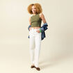 Débardeur cropped col rond en coton vert kaki femme