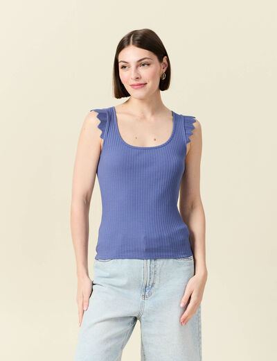 Débardeur bretelles larges bleu gris femme