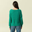 Pull col bateau manches longues vert femme