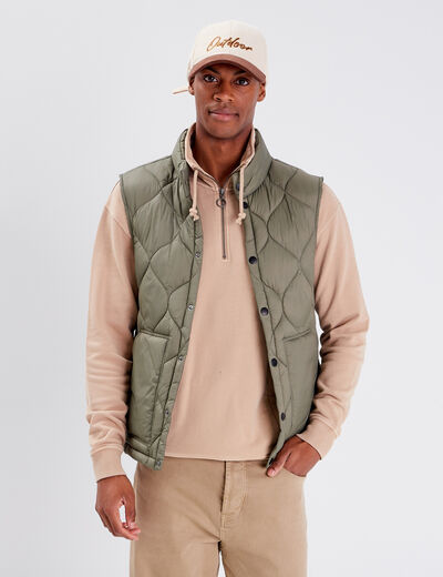 Doudoune droite sans manches vert kaki homme