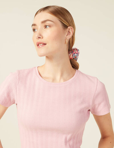 T-shirt manches courtes rose poudrée femme