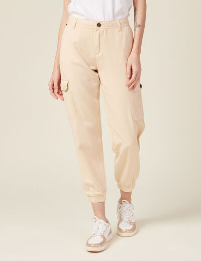 Pantalon éco-responsable creme femme