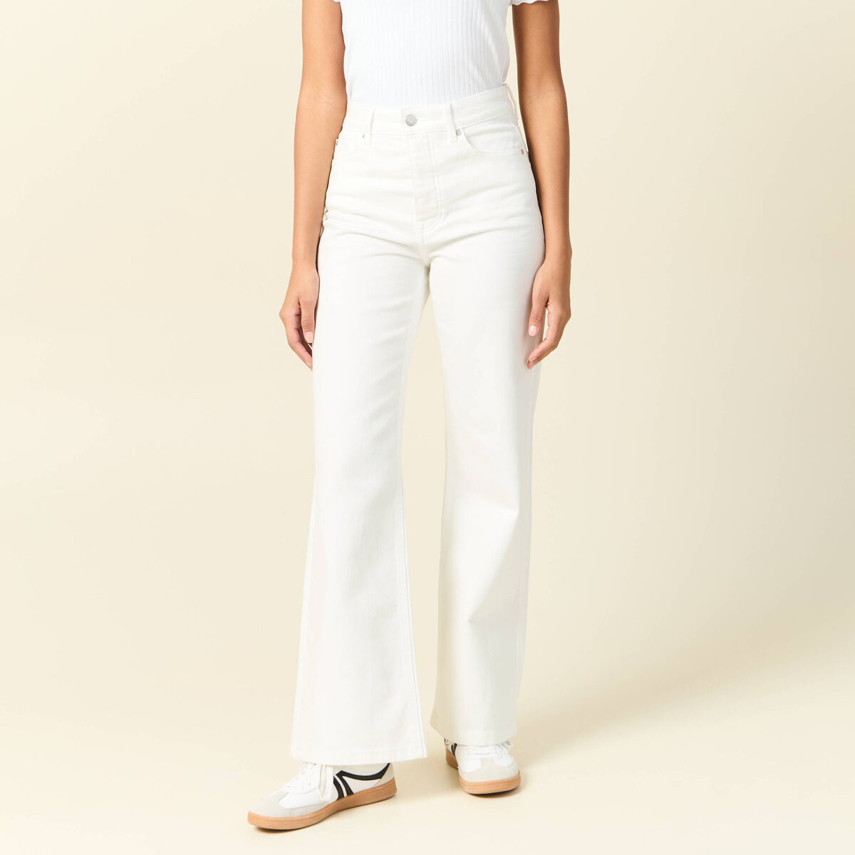 Jeans large éco-responsable denim blanc femme