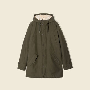 Parka droite à capuche vert kaki homme
