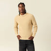 Pull manches longues col rond beige homme