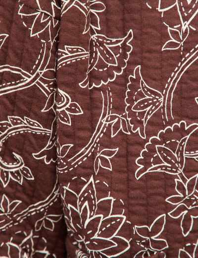 Gilet matelass&eacute; col rond marron femme