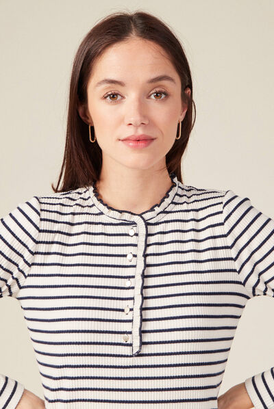 T-shirt manches longues ecru femme