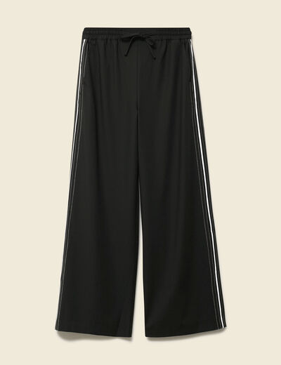 Pantalon taille haute fluide noir femme