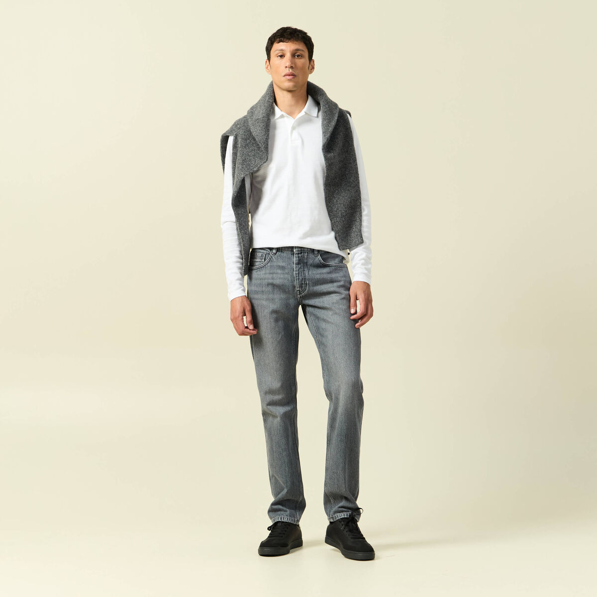 Jeans straight longueur 34 bleu gris homme