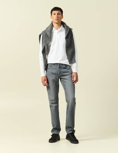 Jeans straight longueur 34 bleu gris homme