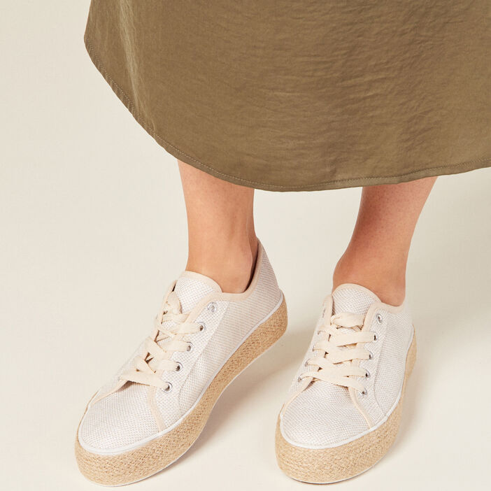 Espadrilles plates avec cordes ecru femme