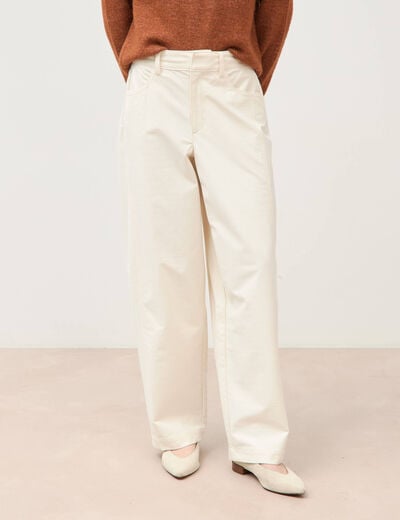Pantalon coupe regular ecru femme