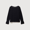 T-shirt manches longues en dentelle noir femme