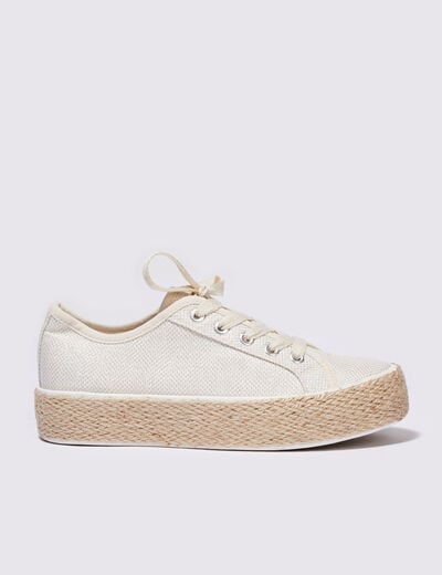 Espadrilles plates avec cordes ecru femme