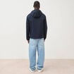 Blouson droit &agrave; capuche doubl&eacute; bleu marine homme
