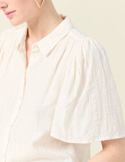 Chemise manches courtes creme femme