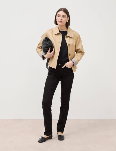 Jeans regular 5 poches denim noir femme