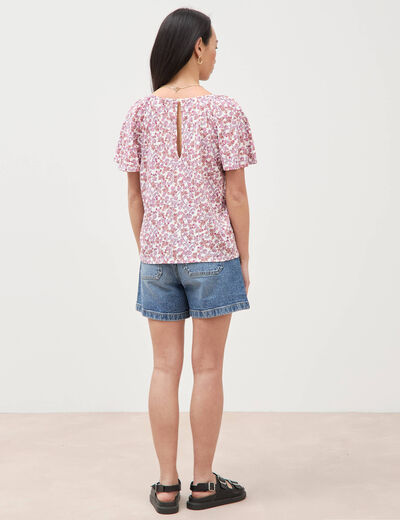 T-shirt manches courtes orange corail femme