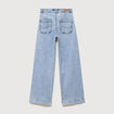 Jeans large taille haute denim bleach femme