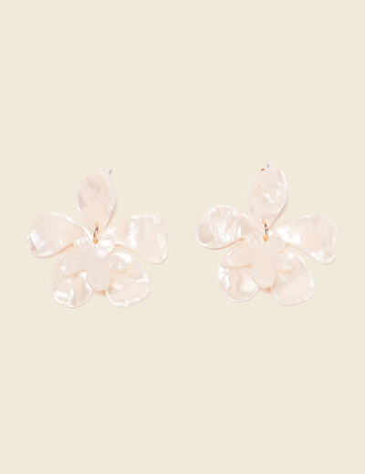 Boucles d'oreilles clous ecru femme