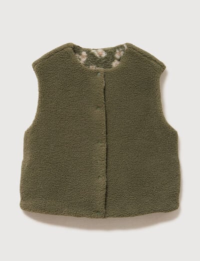 Gilet sans manches r&eacute;versible vert kaki femme