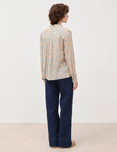Chemise manches longues fluide bleu pastel femme