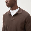 Pull droit col polo manches longues marron homme