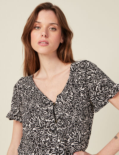 Chemise manches courtes noir femme