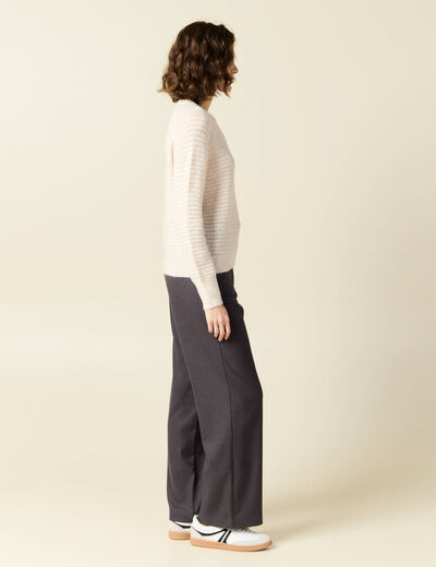 Pull manches longues sequins ecru femme