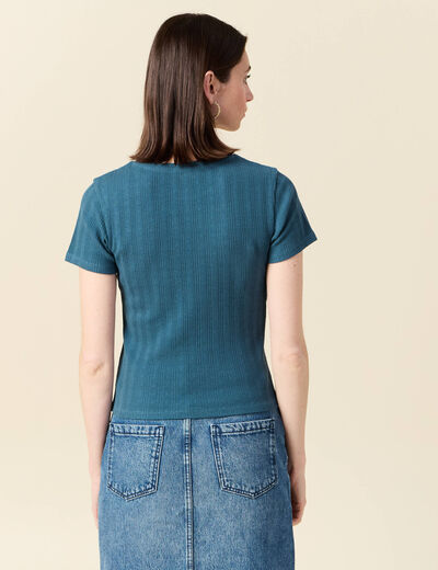 T-shirt manches courtes bleu gris femme
